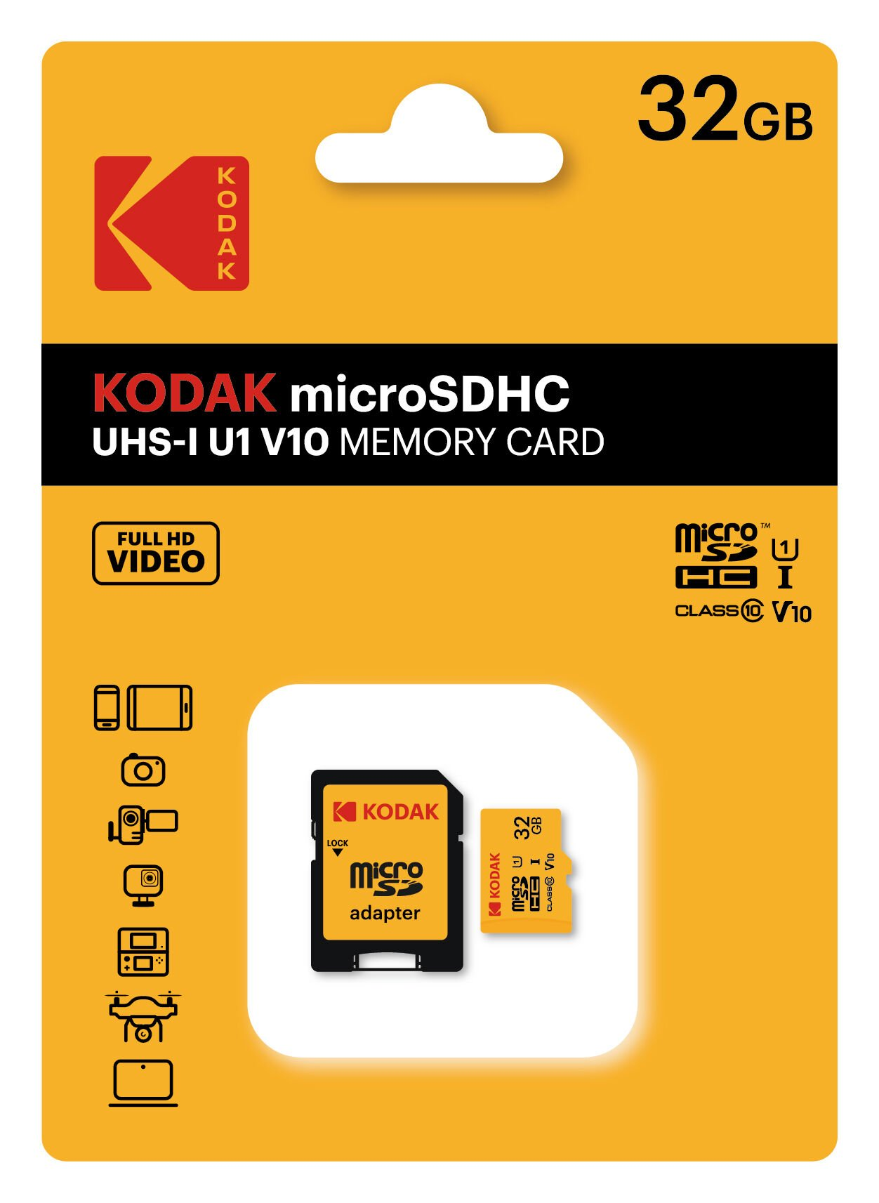 Kodak 32GB microSD Kart (microSDHC UHS-I U1 V10) (Sarı)